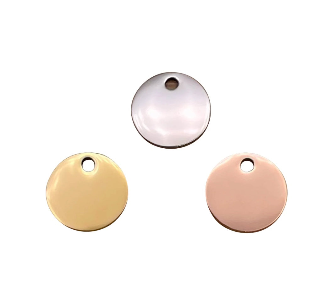 10mm Stainless Steel Disc Pendant/Charm