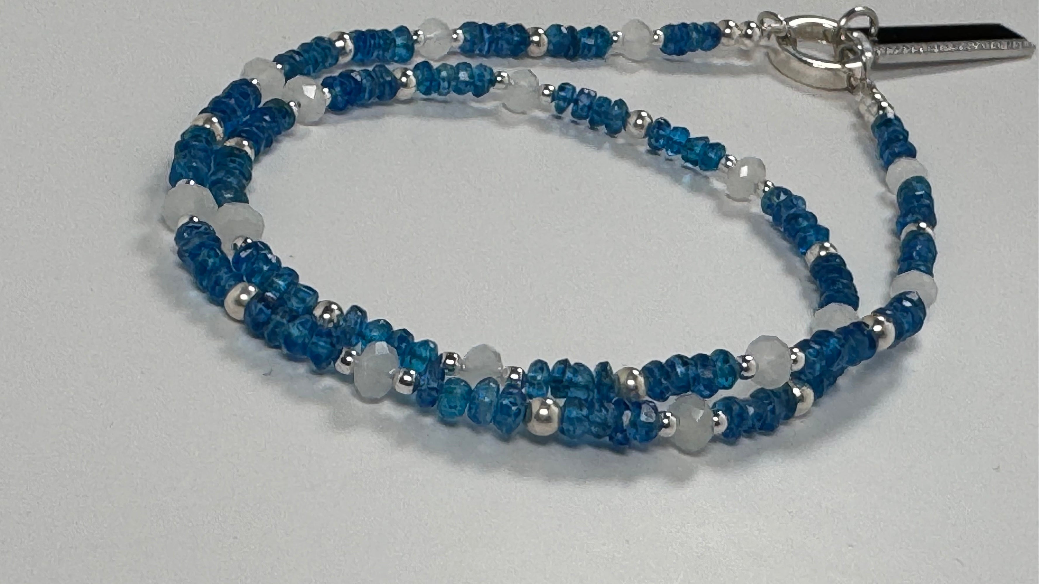 Ocean Dream: Blue-Green Apatite & Moonstone Bead Necklace with Sterling Silver Accents