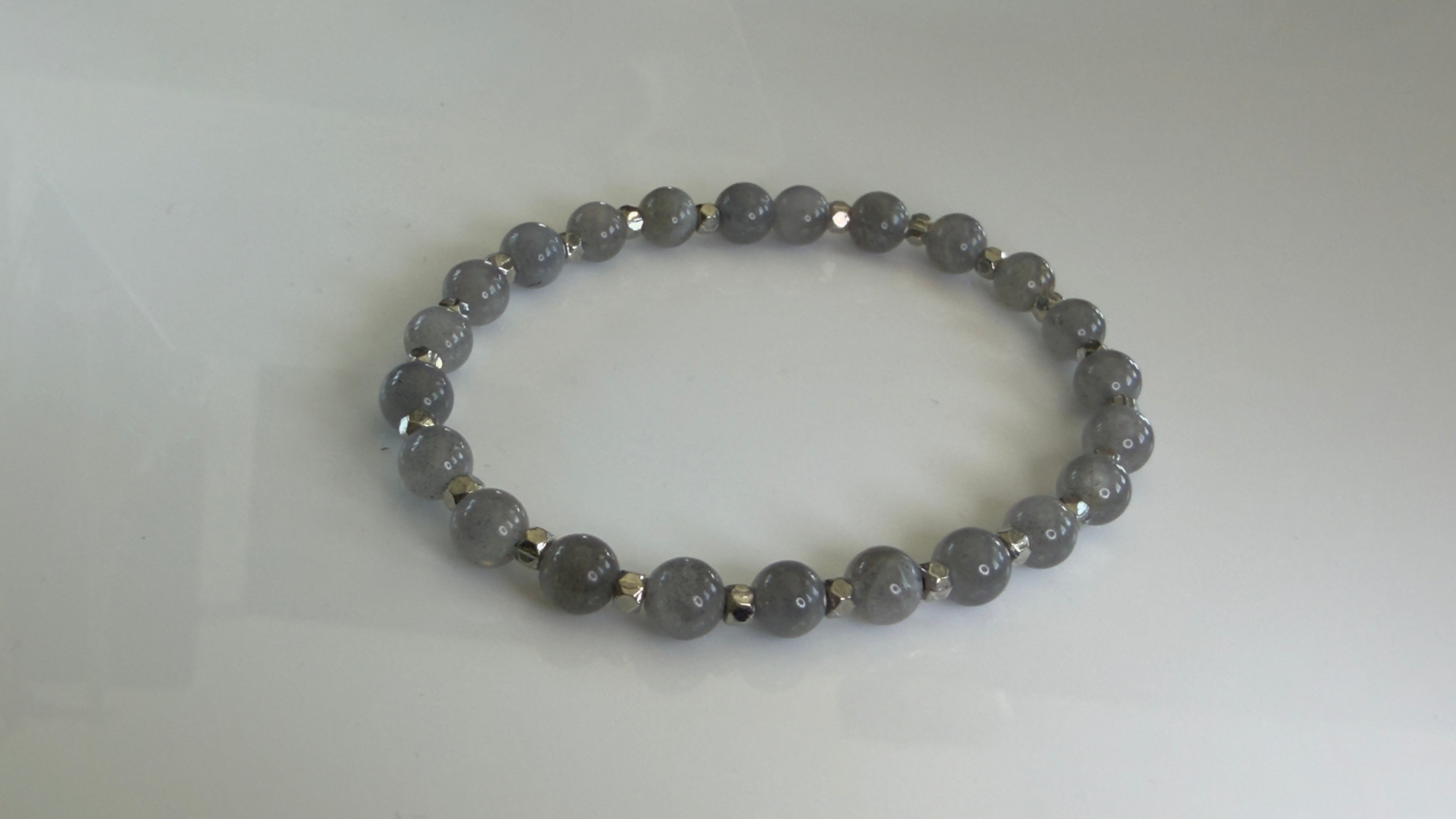 Storm Grey — Labradorite & Silver Stretch Bracelet