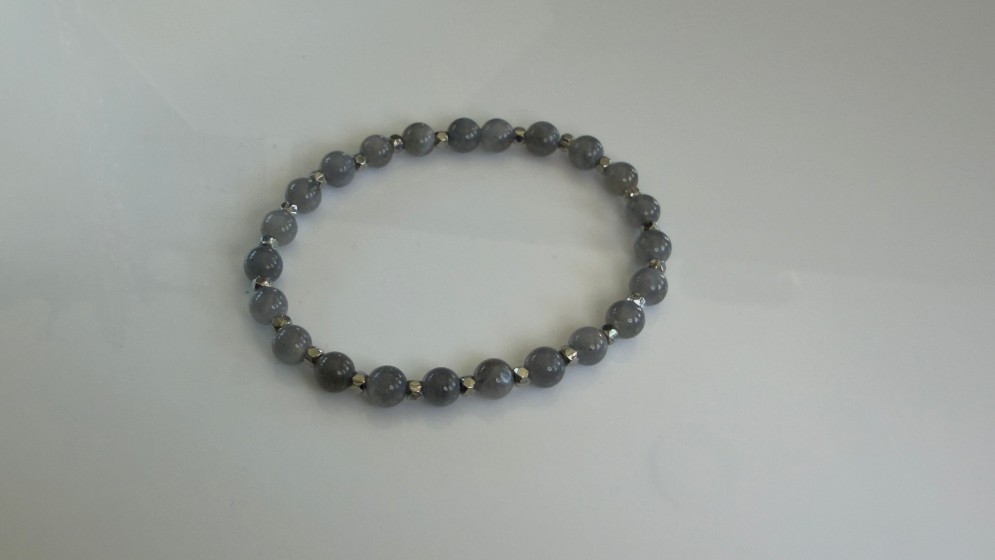 Storm Grey — Labradorite & Silver Stretch Bracelet