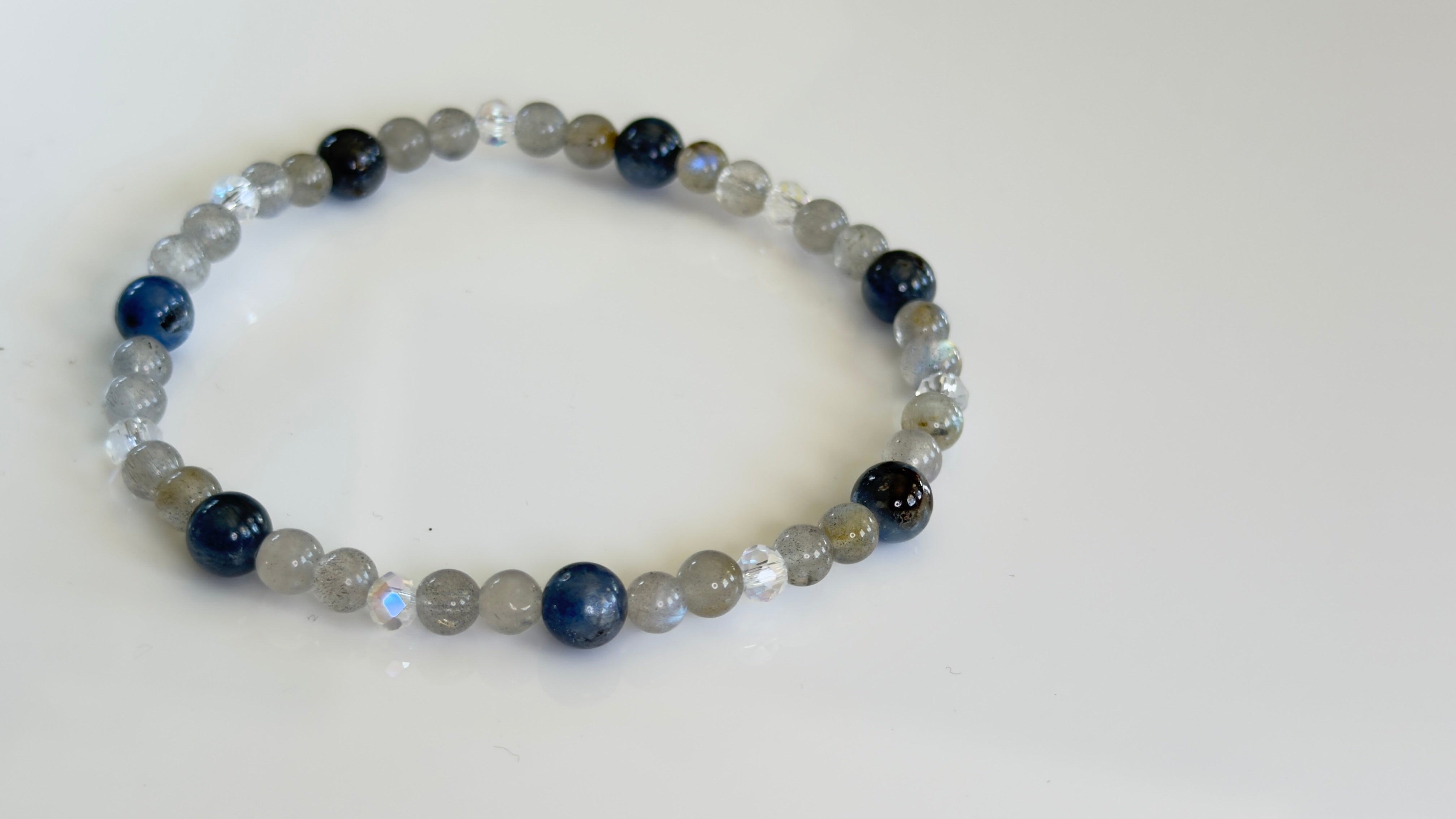 Electric Blue — Grade AB Kyanite & Labradorite Stretch Bracelet