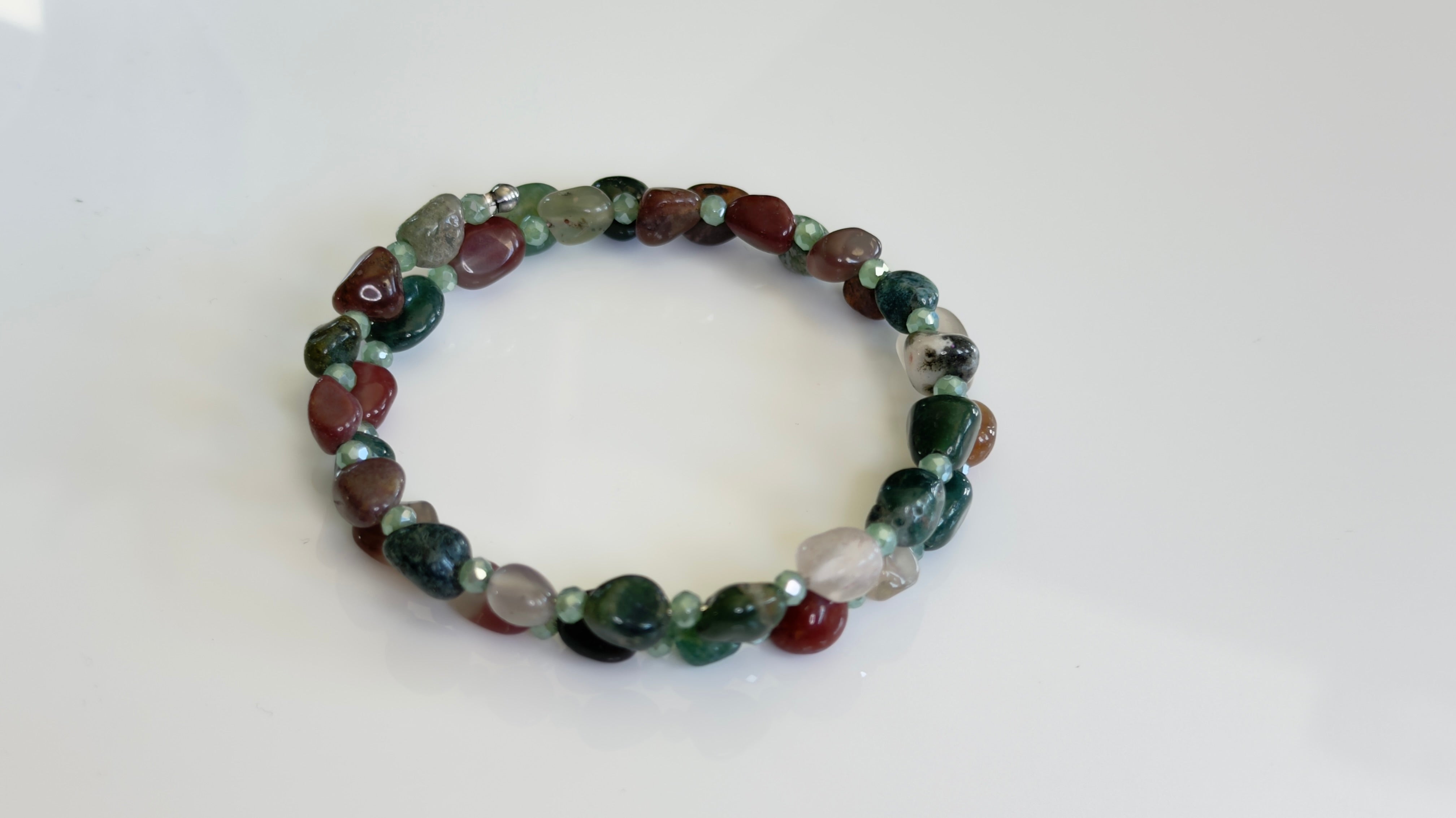 Forest Earth Wrap — Indian Agate Memory Wire Bracelet