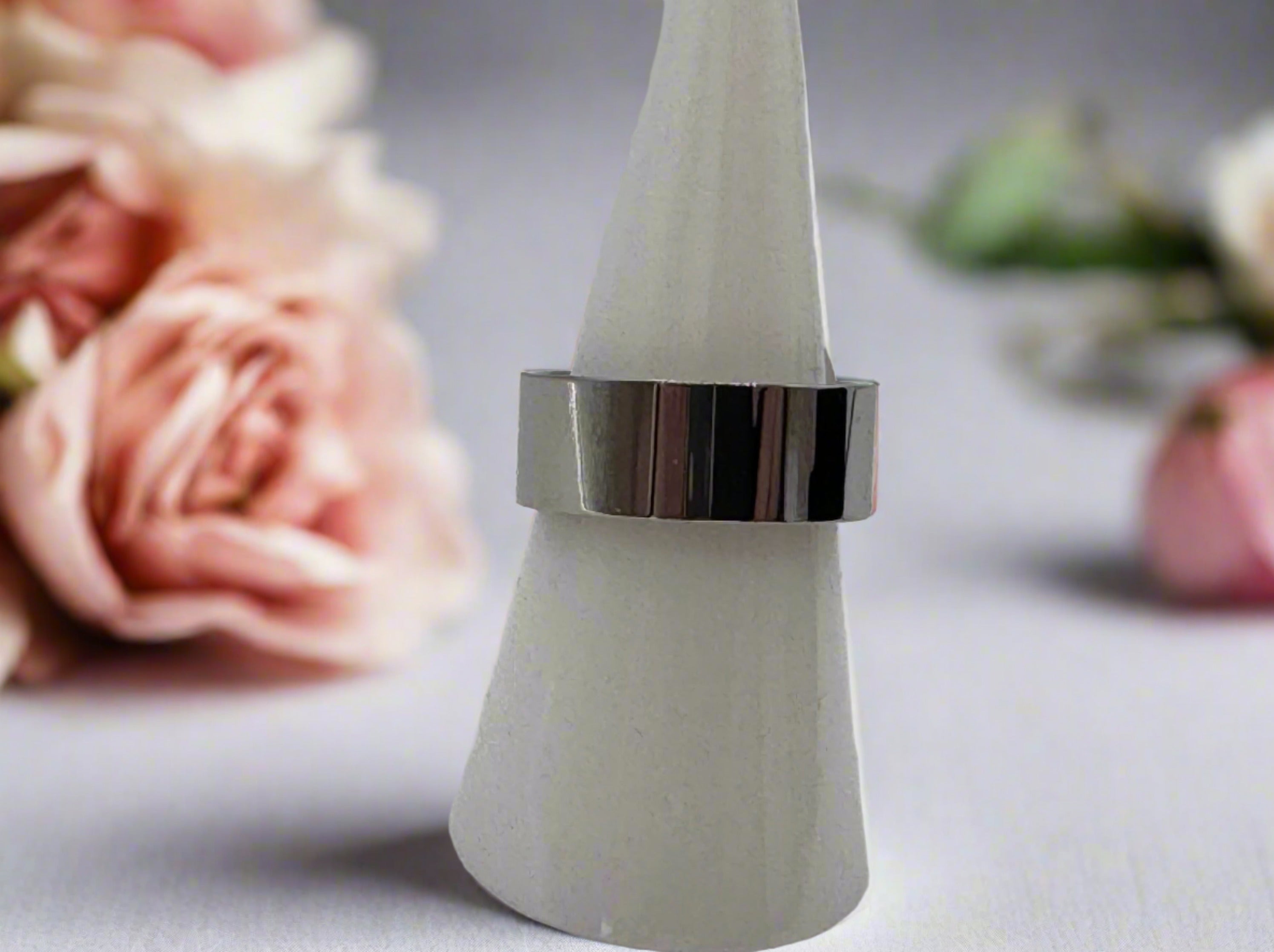 8mm Stainless Steel Flat Band Rings
