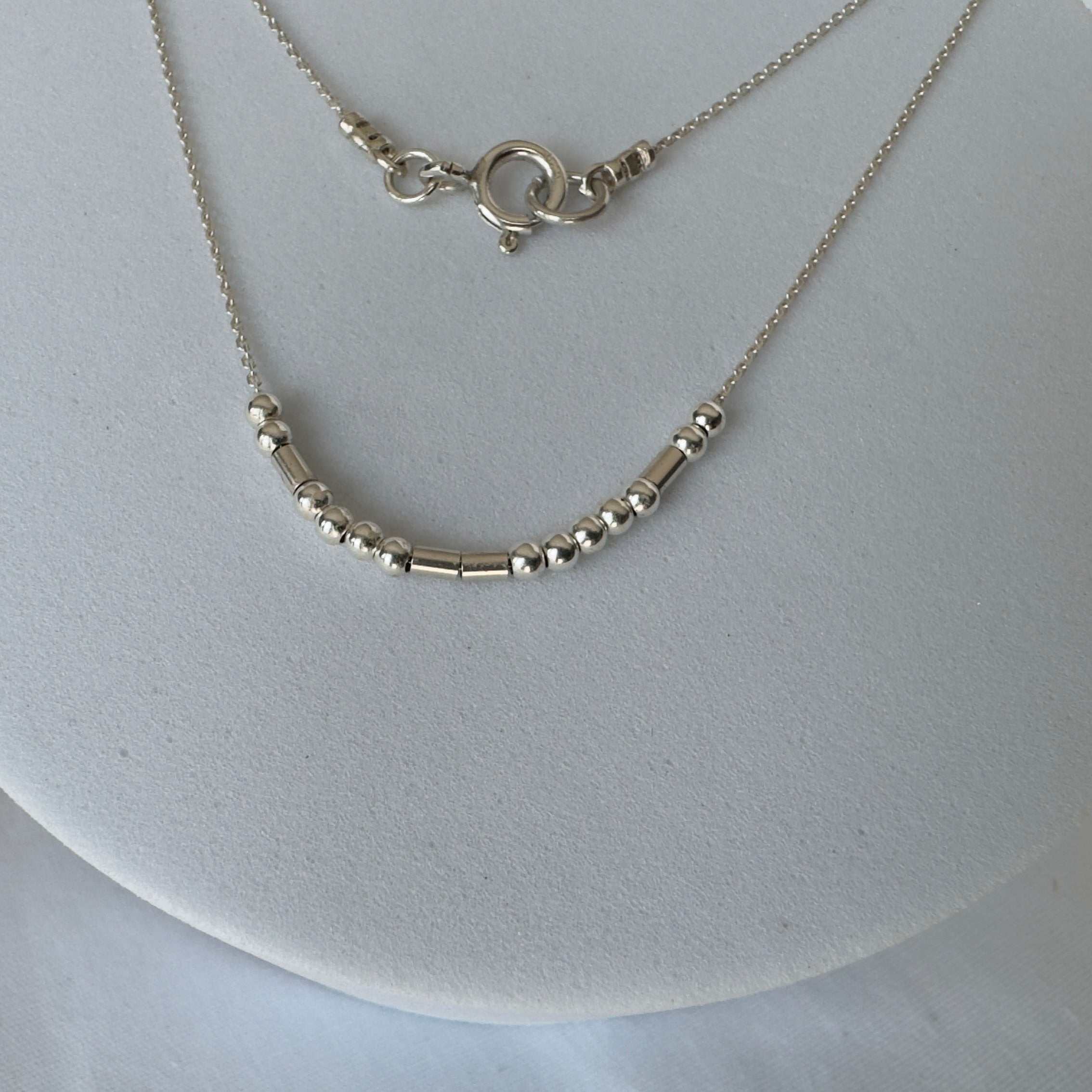 14kt Gold Filled & Sterling Silver Beaded Morse Code Necklace