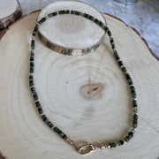 Elegant Green Tourmaline Necklace•Gold Filled Accents and Carabiner Closure