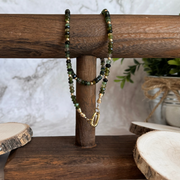 Elegant Green Tourmaline Necklace•Gold Filled Accents and Carabiner Closure