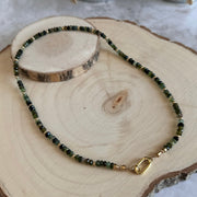 Elegant Green Tourmaline Necklace•Gold Filled Accents and Carabiner Closure