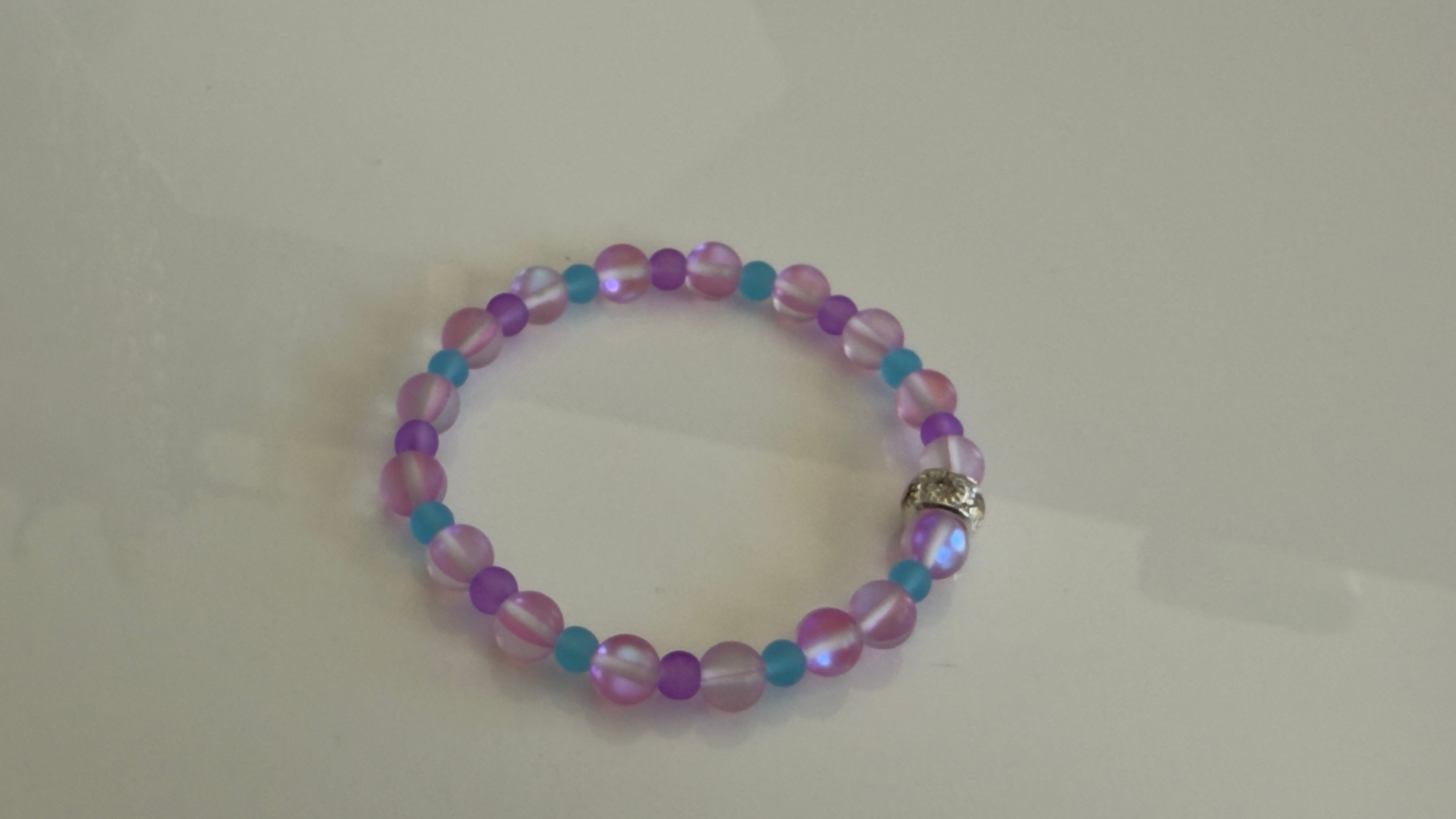 Mermaid Dreams — Pink, Purple & Blue Matte Glass Stretch Bracelet