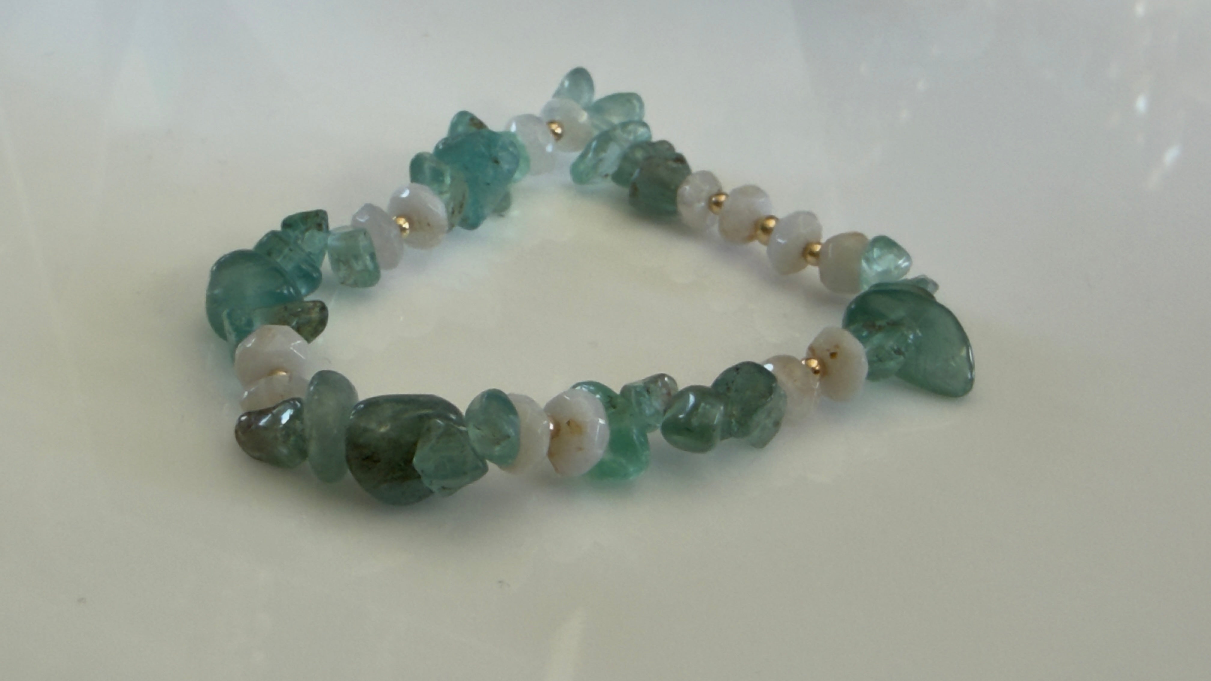 Ocean Whisper — Aquamarine, Opal & Moonstone Gold Fill Stretch Bracelet