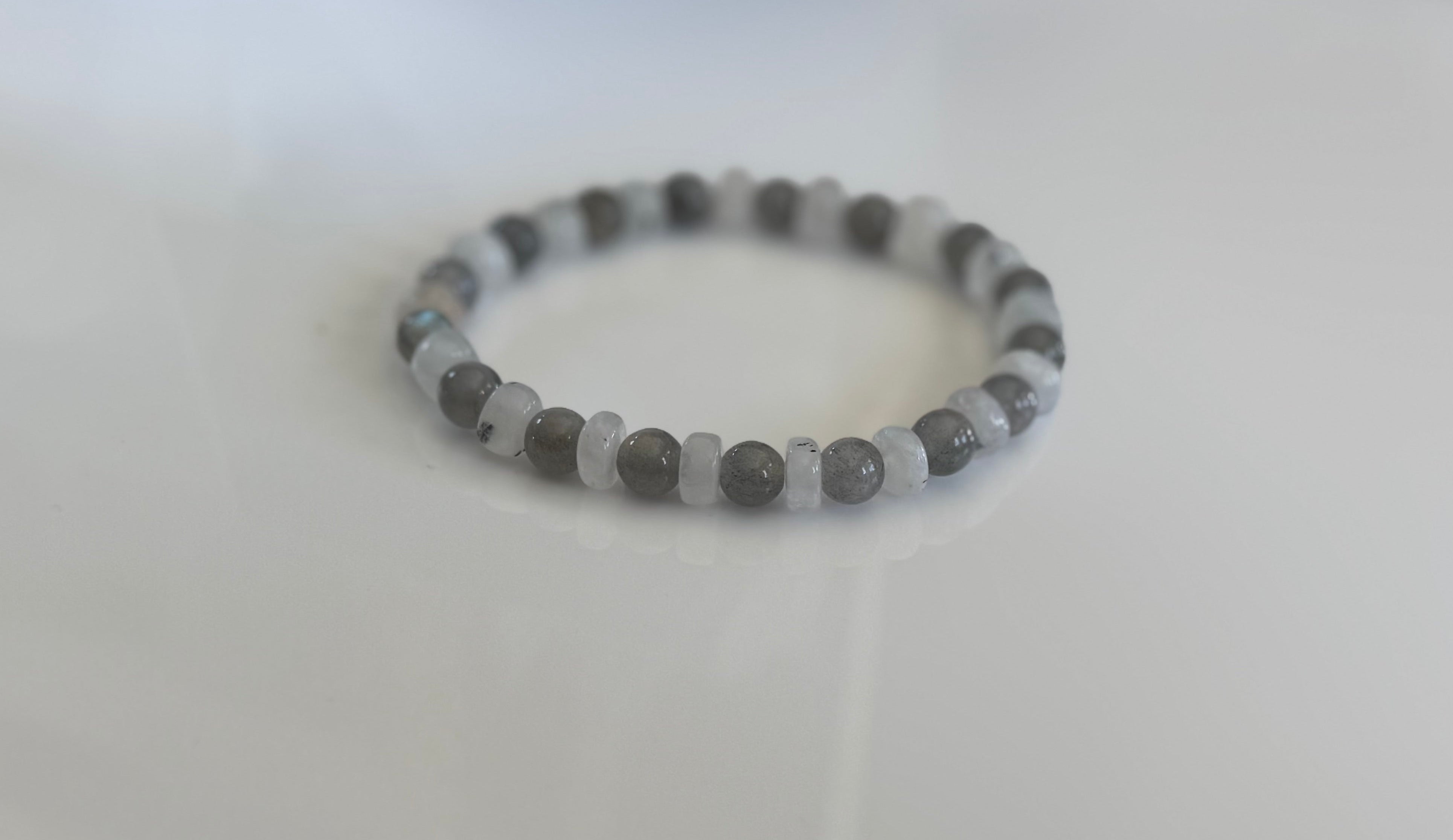 Shadow & Moon — Labradorite & Rainbow Moonstone Stretch Bracelet
