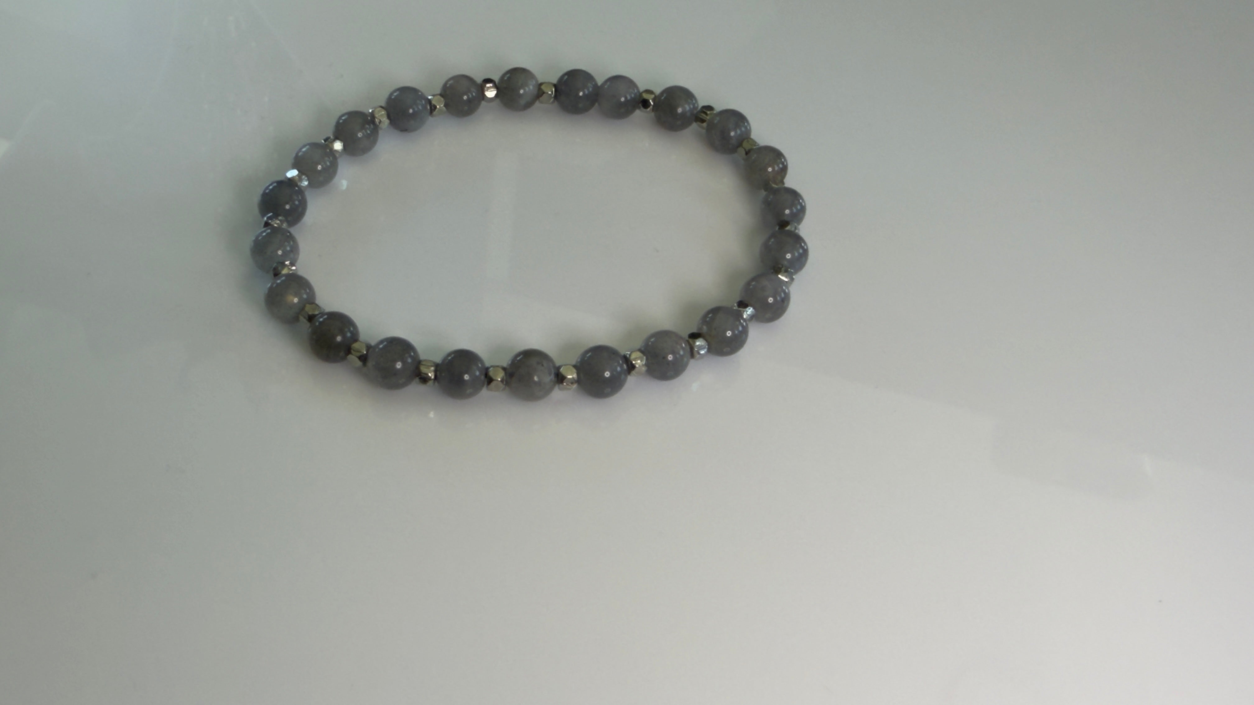 Storm Grey — Labradorite & Silver Stretch Bracelet