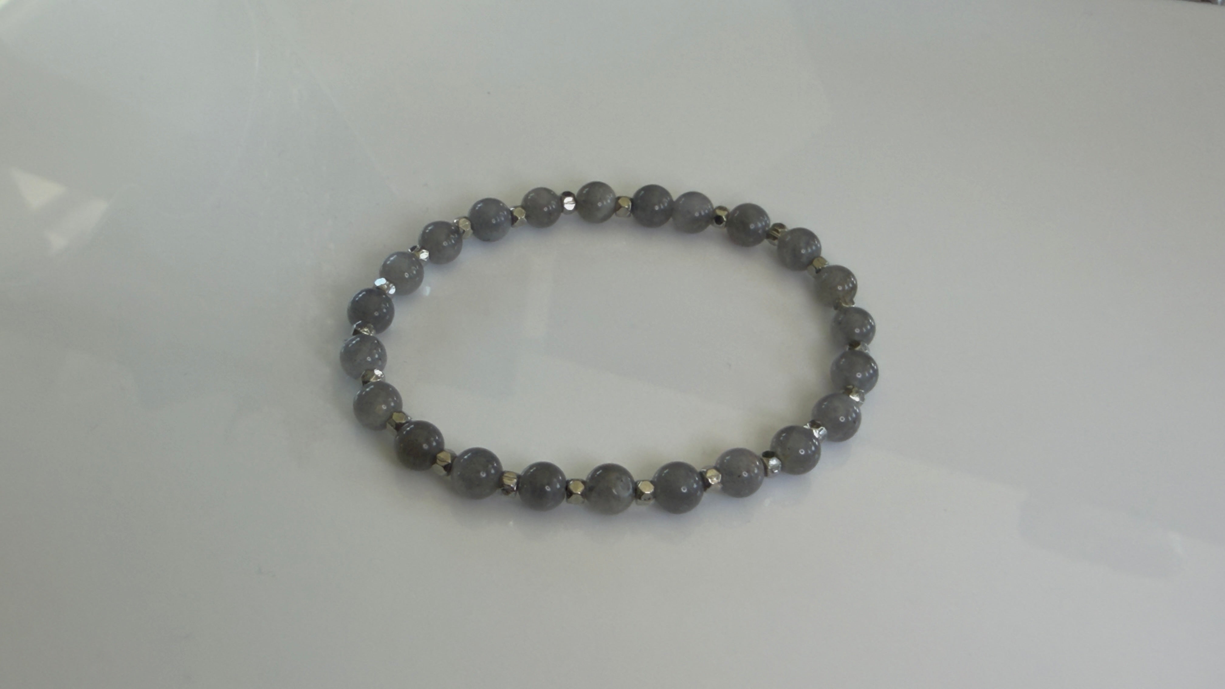Storm Grey — Labradorite & Silver Stretch Bracelet