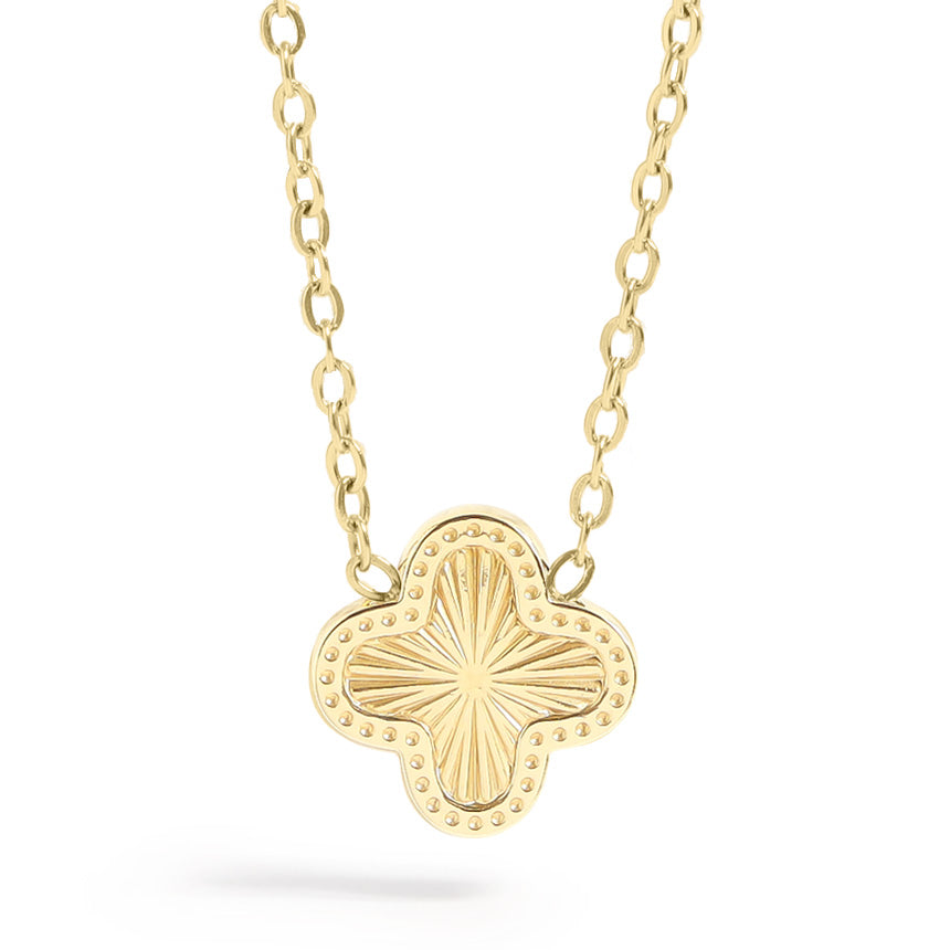 18K Gold PVD Coated Stainless Steel Clover Connector Charm Necklace