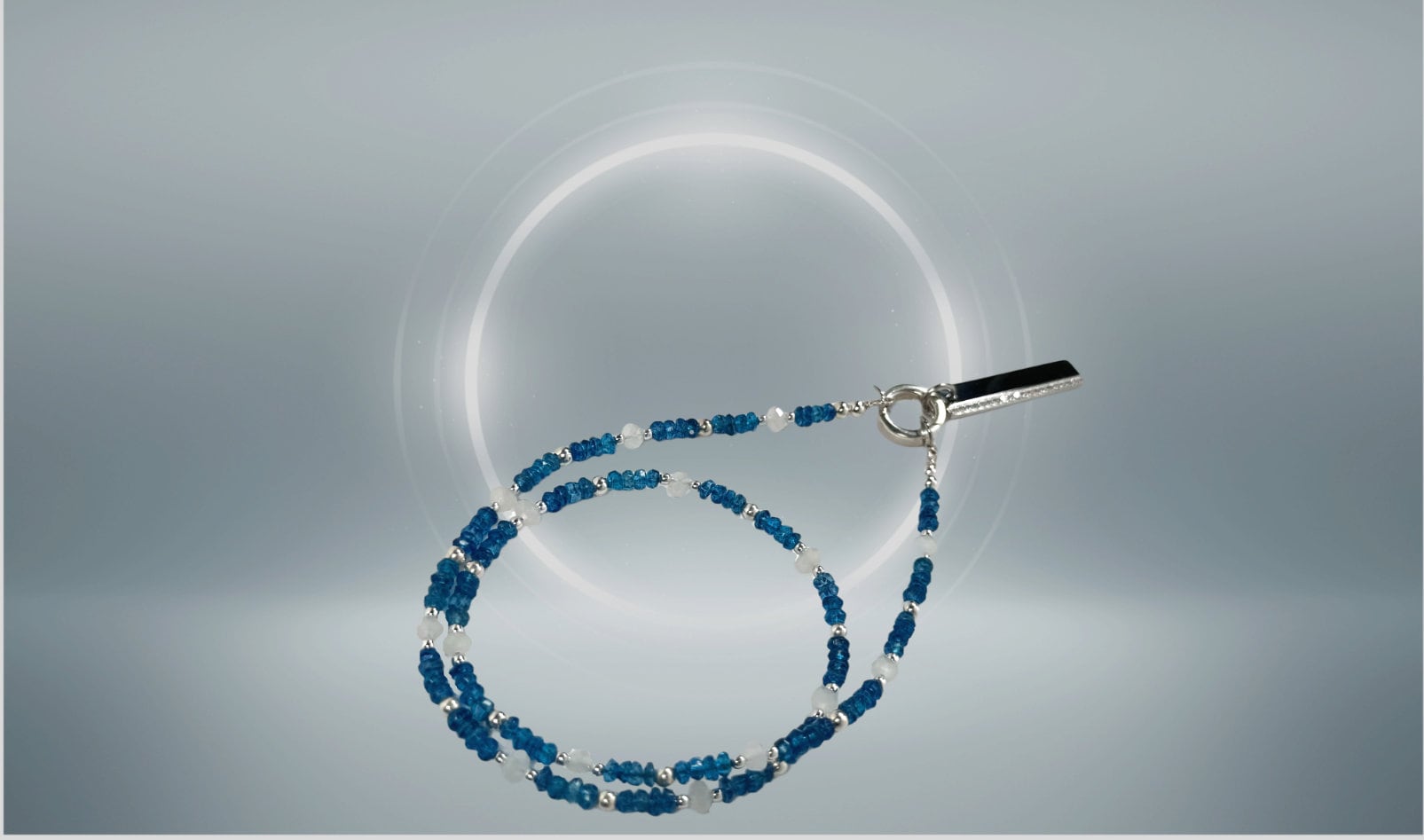 Ocean Dream: Blue-Green Apatite & Moonstone Bead Necklace with Sterling Silver Accents